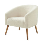 Modern 31W Boucle Armchair with Solid Wood Legs by