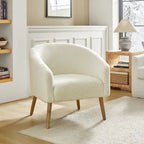Modern 31W Boucle Armchair with Solid Wood Legs by