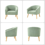 Modern 31W Boucle Armchair with Solid Wood Legs by