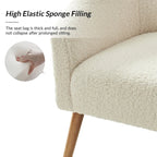 Modern 31W Boucle Armchair with Solid Wood Legs by