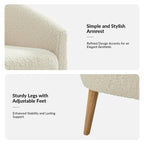 Modern 31W Boucle Armchair with Solid Wood Legs by