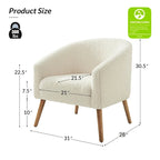 Modern 31W Boucle Armchair with Solid Wood Legs by