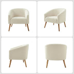 Modern 31W Boucle Armchair with Solid Wood Legs by