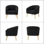 Modern 31W Boucle Armchair with Solid Wood Legs by