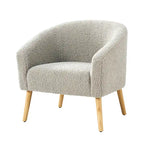 Modern 31W Boucle Armchair with Solid Wood Legs by