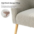 Modern 31W Boucle Armchair with Solid Wood Legs by