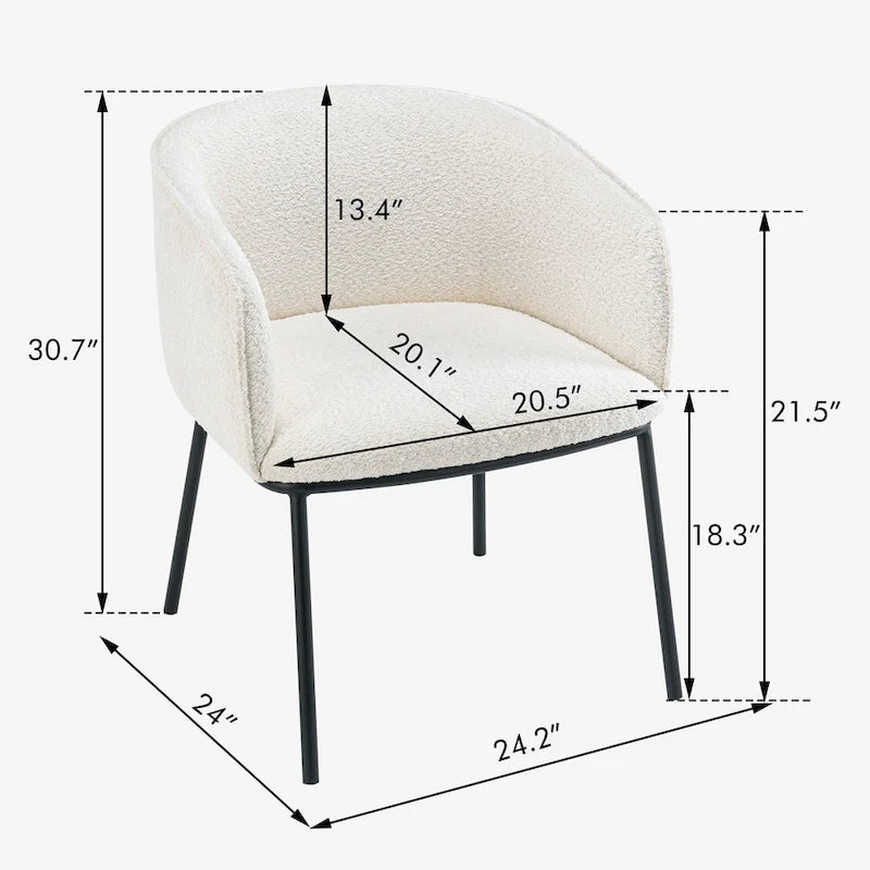 Set of 1 Boucle Upholstered Accent Barrel Armchair
