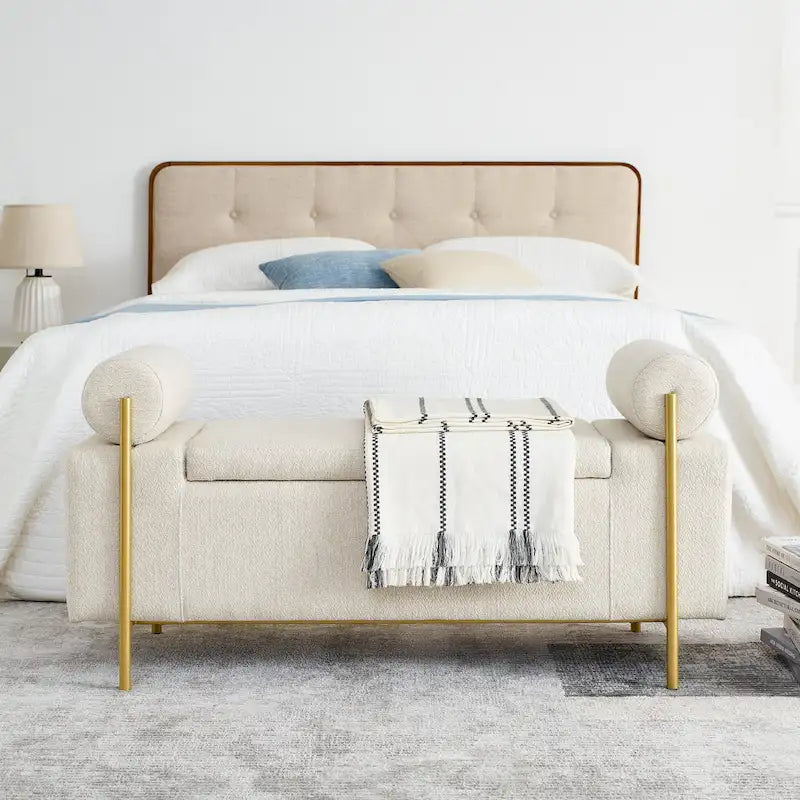 Upholstered Velvet Storage Bench