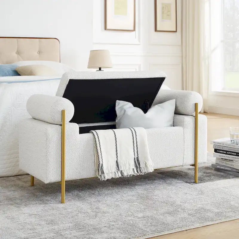 Upholstered Velvet Storage Bench