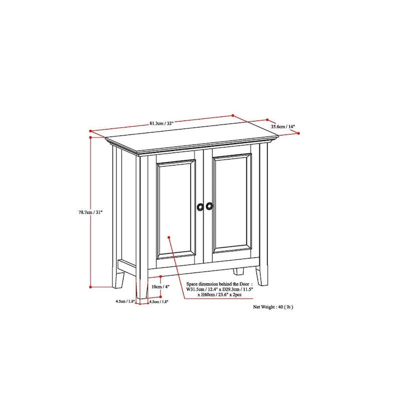 Halifax Solid Wood Transitional Low Storage Cabinet - 32w x 14d x 31 h