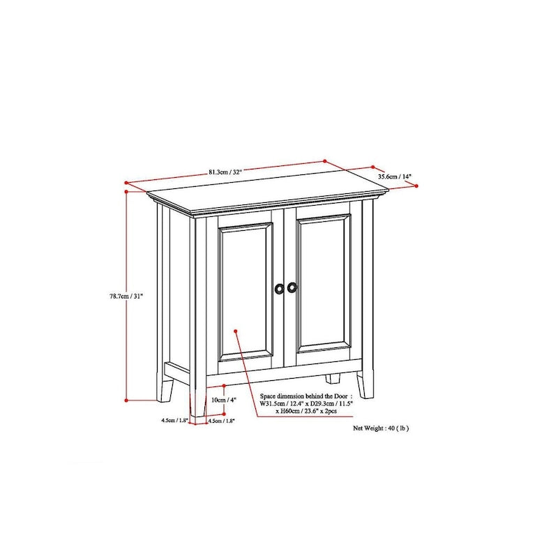 Halifax Solid Wood Transitional Low Storage Cabinet - 32w x 14d x 31 h