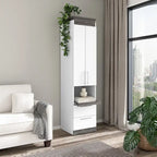Narrow Storage Cabinet with Drawers and Pull-Out Shelf by