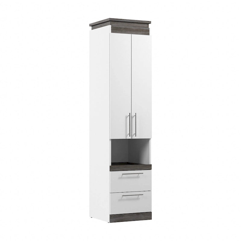 Narrow Storage Cabinet with Drawers and Pull-Out Shelf by