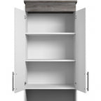 Narrow Storage Cabinet with Drawers and Pull-Out Shelf by
