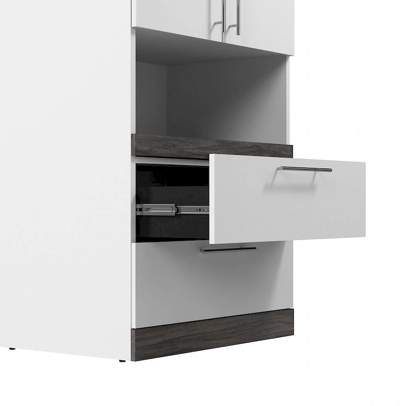 Narrow Storage Cabinet with Drawers and Pull-Out Shelf by