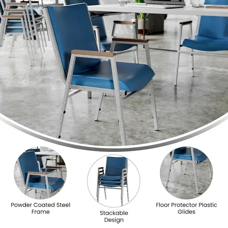 Heavy Duty Stack Chair with Arms - 21D x 21W x 31H