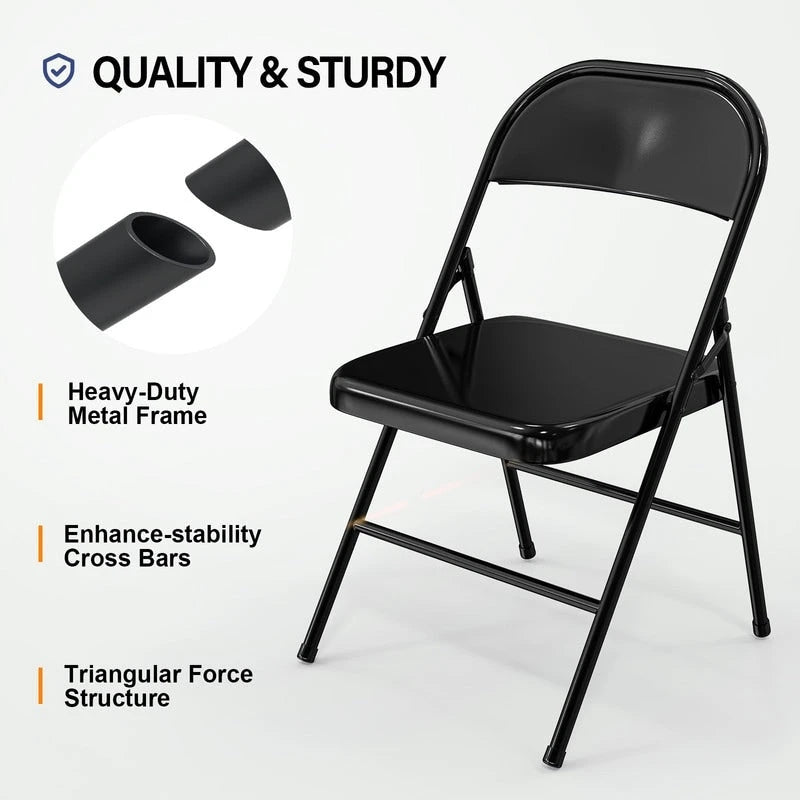 4PC Portable Stackable Stainless Steel Folding Chairs Capacity 350 LBS