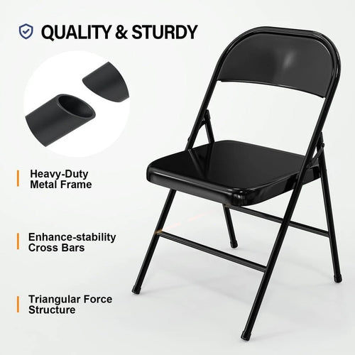 4PC Portable Stackable Stainless Steel Folding Chairs Capacity 350 LBS