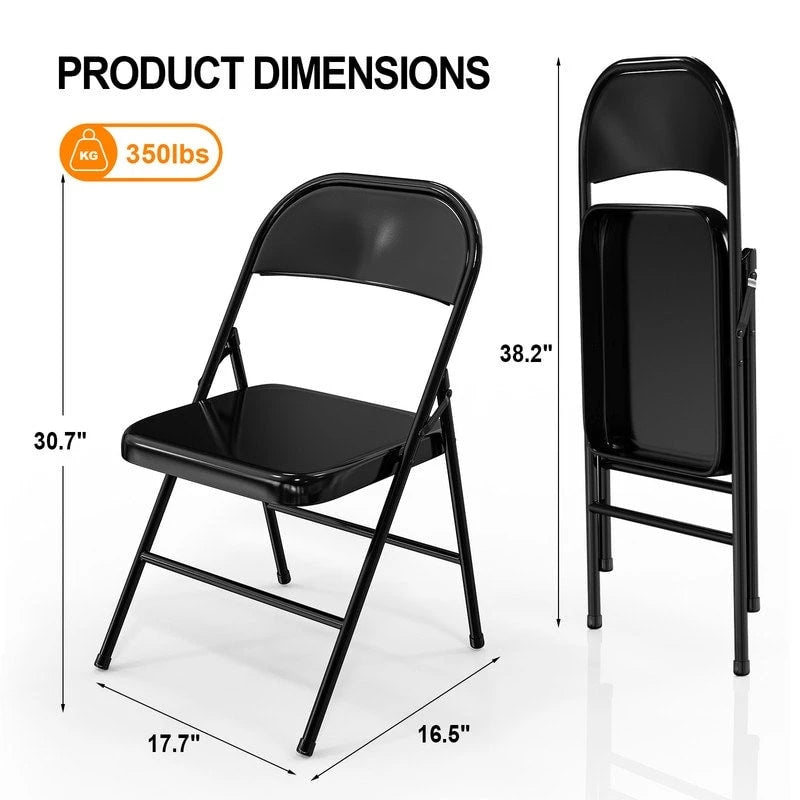 4PC Portable Stackable Stainless Steel Folding Chairs Capacity 350 LBS