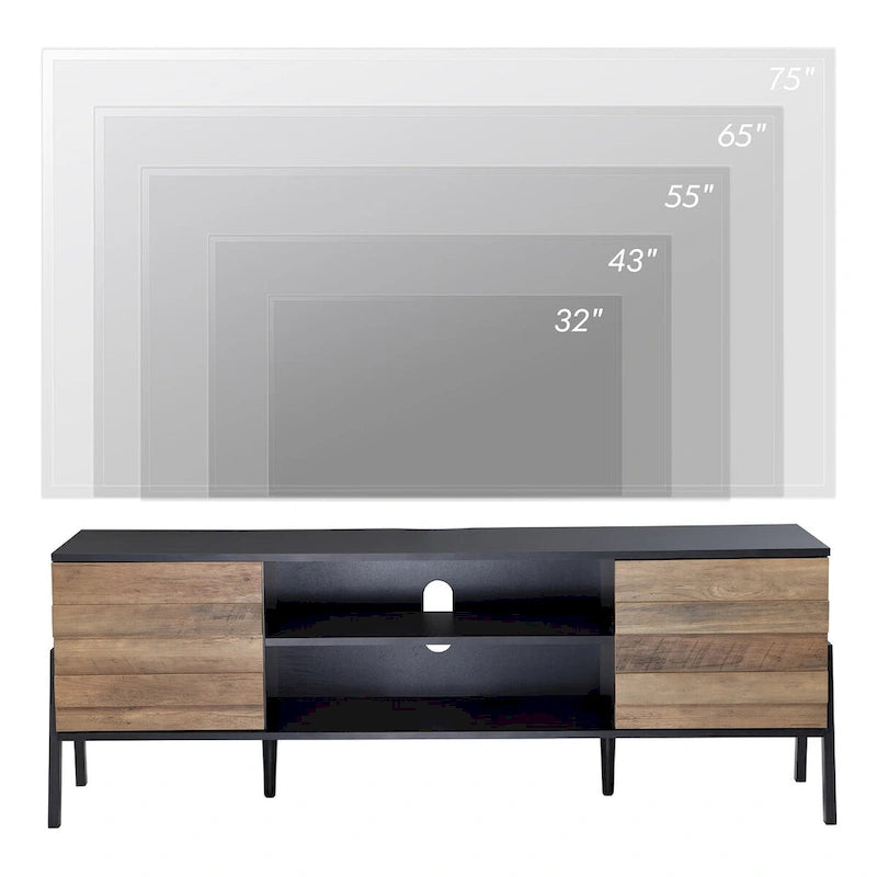 Mid-Century Modern TV Stand for up to 65 Flat Screen, Wood, 59