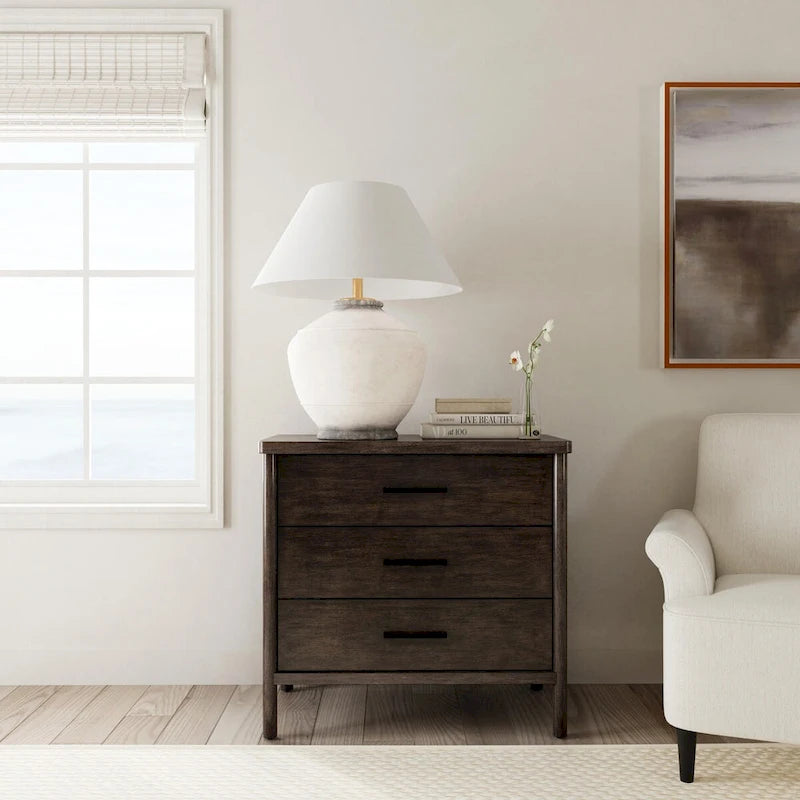 3 Drawer Rounded Leg Wood Dresser