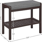 Shoe Rack Bench with Cushion - 12.6D x 23.6W x 16.9H