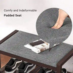 Shoe Rack Bench with Cushion - 12.6D x 23.6W x 16.9H