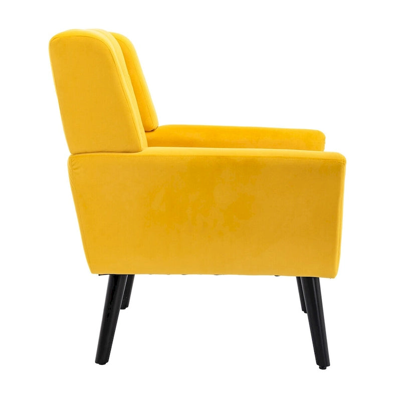 Velvet Upholstered Accent Chair Modern Living Room Lounge Arm Chairs with Ergonomic Backrest Chair