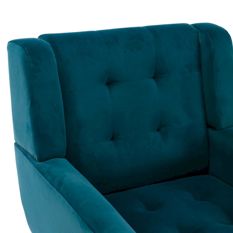 Velvet Upholstered Accent Chair Modern Living Room Lounge Arm Chairs with Ergonomic Backrest Chair