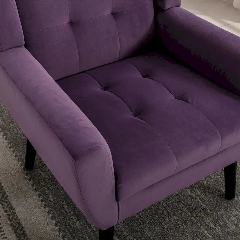 Velvet Upholstered Accent Chair Modern Living Room Lounge Arm Chairs with Ergonomic Backrest Chair