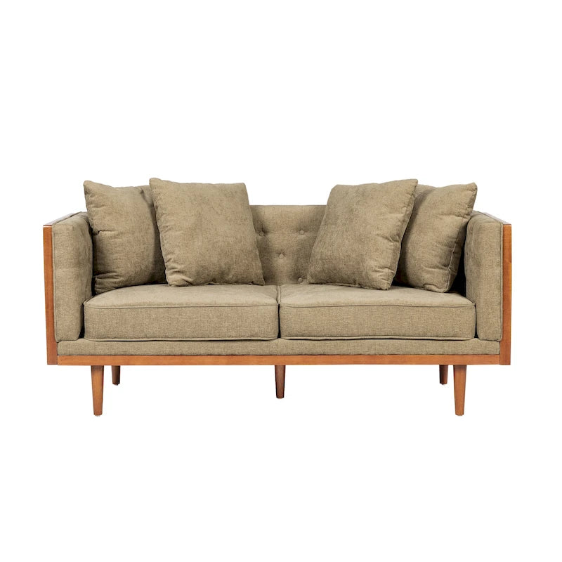 Tufted Loveseat with Accent Pillows by
