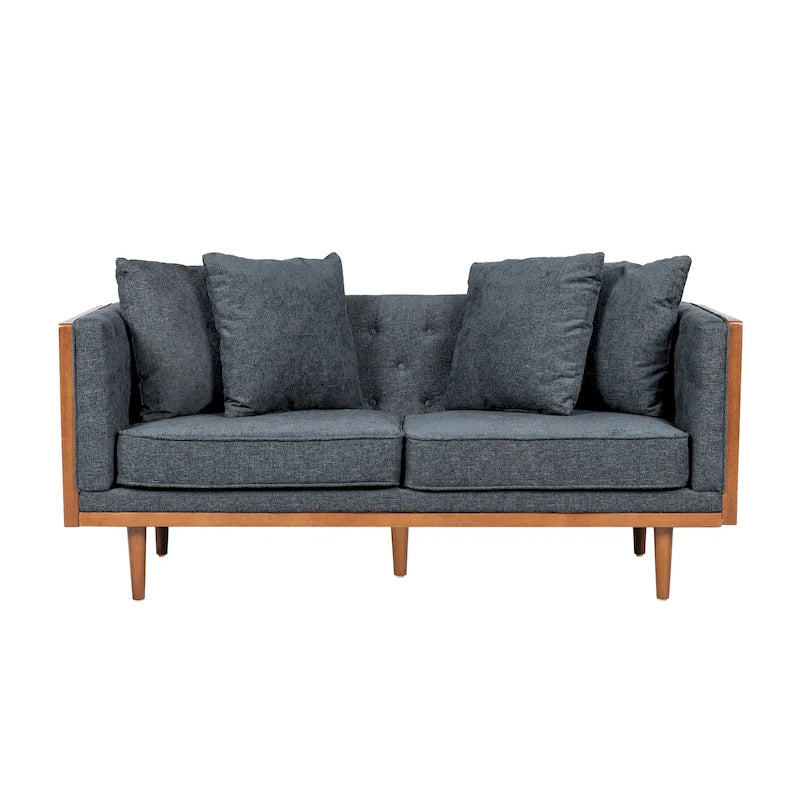 Tufted Loveseat with Accent Pillows by