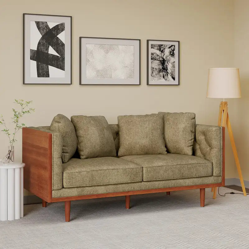 Tufted Loveseat with Accent Pillows by