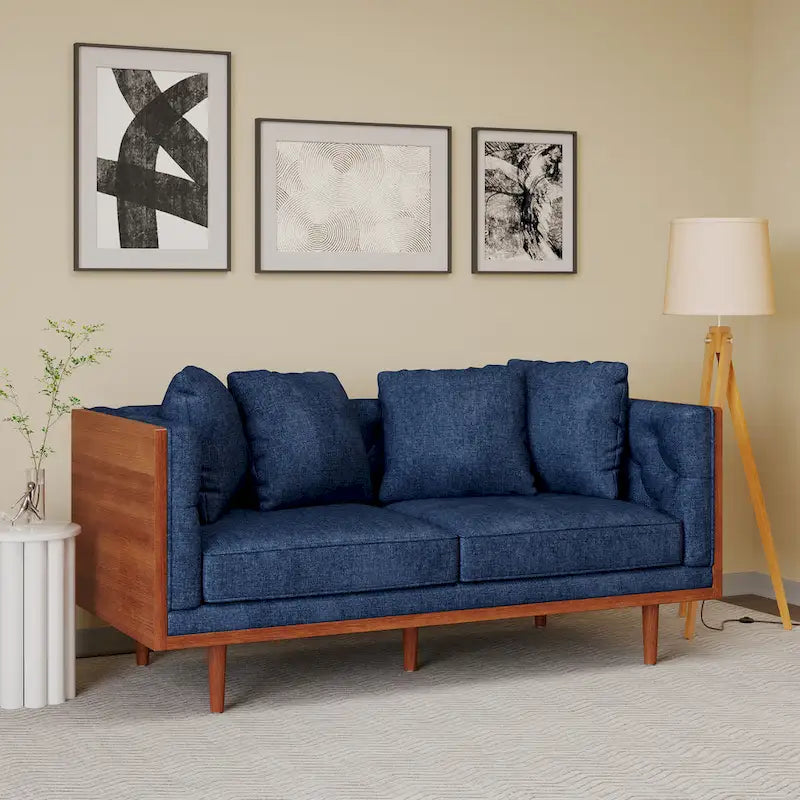 Tufted Loveseat with Accent Pillows by
