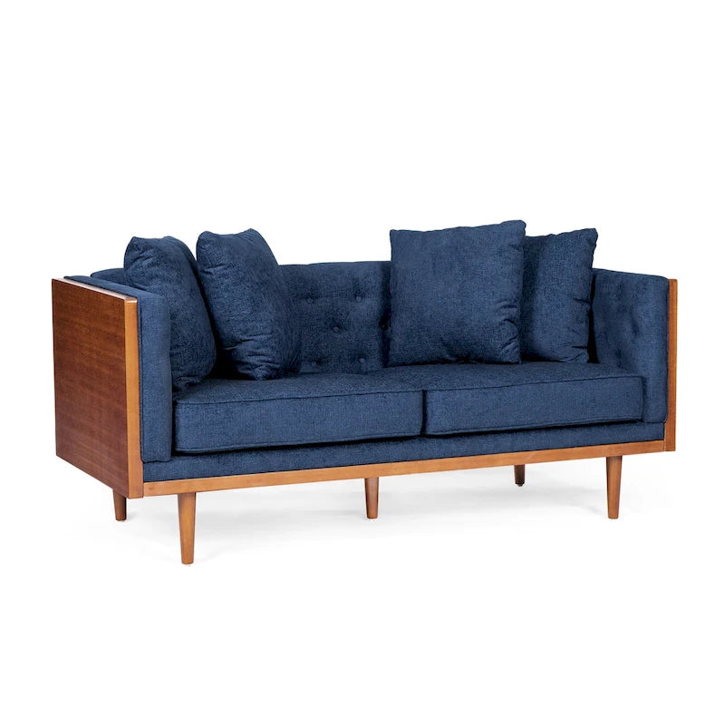 Tufted Loveseat with Accent Pillows by