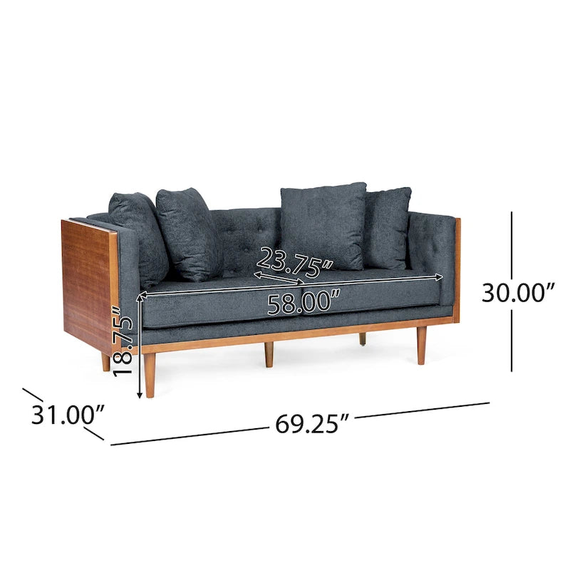 Tufted Loveseat with Accent Pillows by