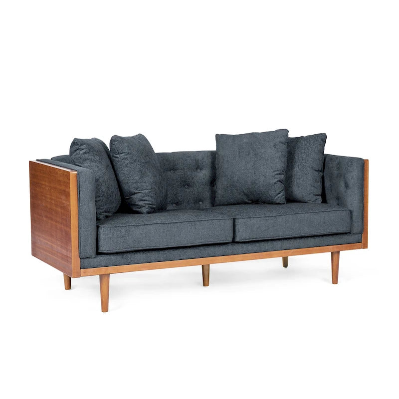 Tufted Loveseat with Accent Pillows by