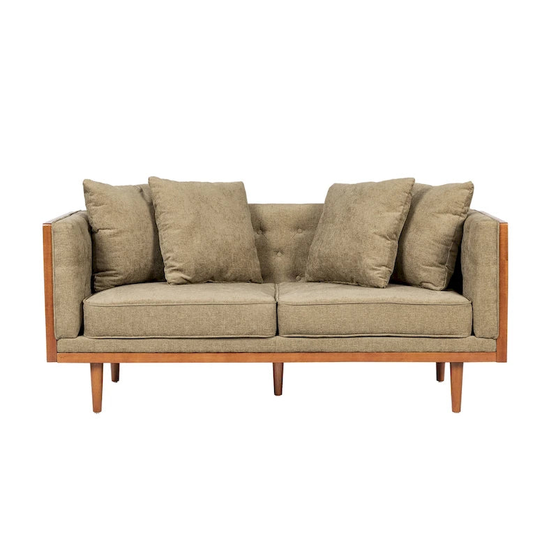 Tufted Loveseat with Accent Pillows by