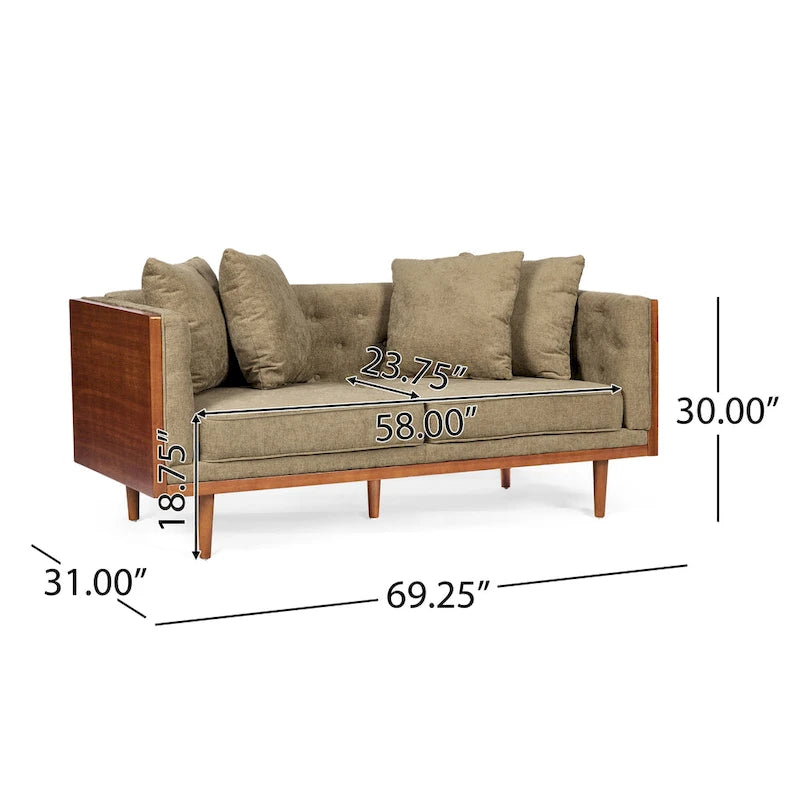 Tufted Loveseat with Accent Pillows by