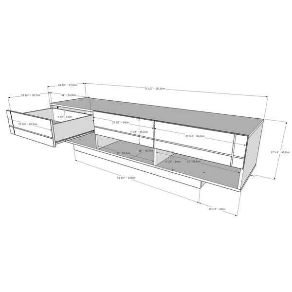 72-inch 3-Drawer TV Stand