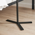 Oval Teardrop Modern Raised Lip Edge Couch-Side Accent C-Table with Crossed Y-Shape Metal Pedestal Leg