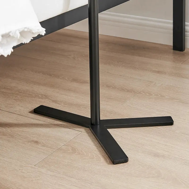 Oval Teardrop Modern Raised Lip Edge Couch-Side Accent C-Table with Crossed Y-Shape Metal Pedestal Leg