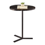 Oval Teardrop Modern Raised Lip Edge Couch-Side Accent C-Table with Crossed Y-Shape Metal Pedestal Leg