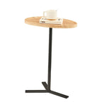 Oval Teardrop Modern Raised Lip Edge Couch-Side Accent C-Table with Crossed Y-Shape Metal Pedestal Leg