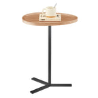 Oval Teardrop Modern Raised Lip Edge Couch-Side Accent C-Table with Crossed Y-Shape Metal Pedestal Leg