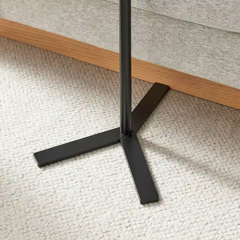 Oval Teardrop Modern Raised Lip Edge Couch-Side Accent C-Table with Crossed Y-Shape Metal Pedestal Leg