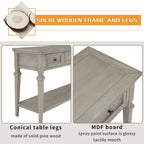 50 Farmhouse 50 Inch Classic Retro Console Three Top Drawers and Open Style Bottom Shelf, Sofa Table with Solid Wooden Frame