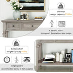 50 Farmhouse 50 Inch Classic Retro Console Three Top Drawers and Open Style Bottom Shelf, Sofa Table with Solid Wooden Frame