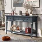 50 Farmhouse 50 Inch Classic Retro Console Three Top Drawers and Open Style Bottom Shelf, Sofa Table with Solid Wooden Frame