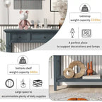 50 Farmhouse 50 Inch Classic Retro Console Three Top Drawers and Open Style Bottom Shelf, Sofa Table with Solid Wooden Frame